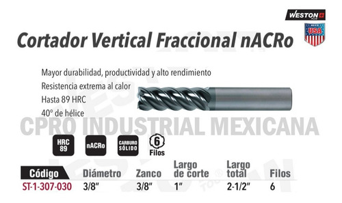 Cortador Vertical Alto Rendimiento Fracci/ 6f Nacro 3/8´´