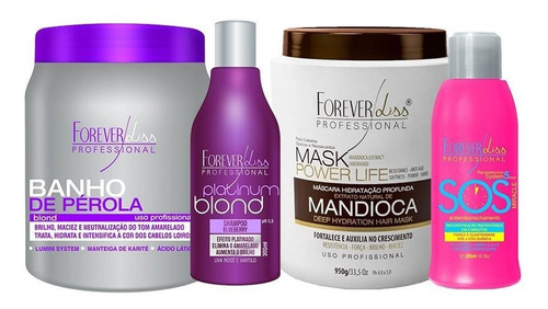 Kit Banho De Pérola, Shampoo Blond, Máscara Mandioca E Sos