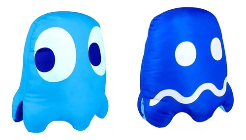 Almofada Pac-man Fantasma Azul Inky - Reversível Desenho Do Tecido Pac Man