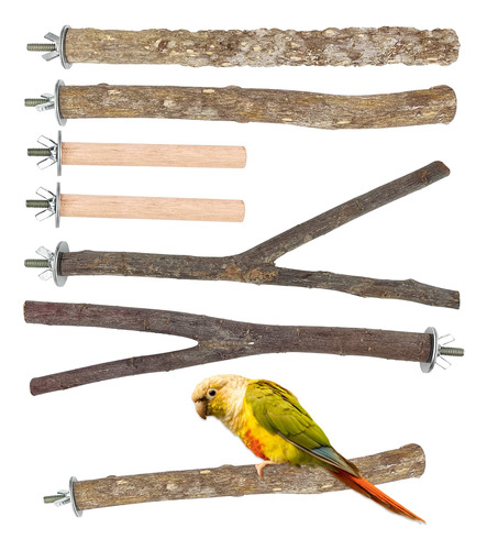 6 Piezas De Percas Para Pajaros, 3 Tipos De Soporte Para Paj