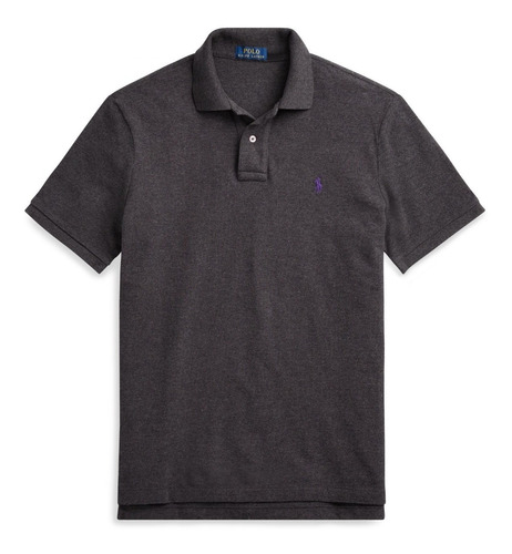 Chomba Polo De Pique Jaspeado Gris Custom Fit Importada