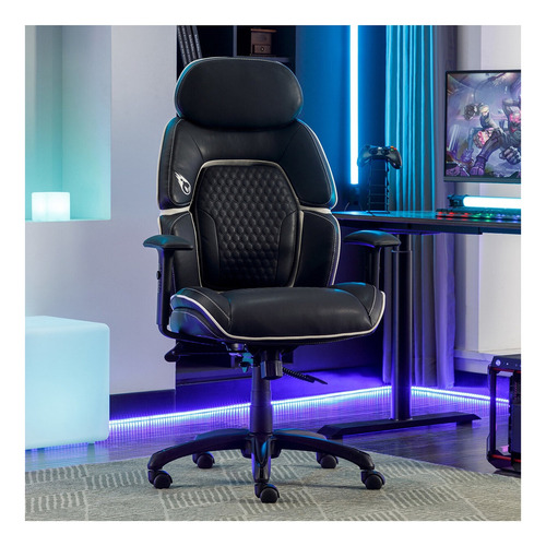 Silla Gamer Ajustable Silla De Videojuegos Living Style Color Negro Material Del Tapizado Nylon