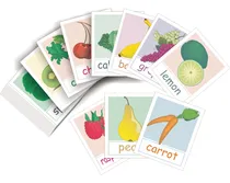 Comprar Flash Cards de Frutas y Verduras En Inglés Teach Play 45 Tarjetas Didácticas Educativas para el Maestro De Inglés Tamaño Jumbo 18x22 cm Flash Cards Fruits and Vegetables