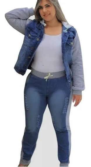 conjunto de jeans com moletom