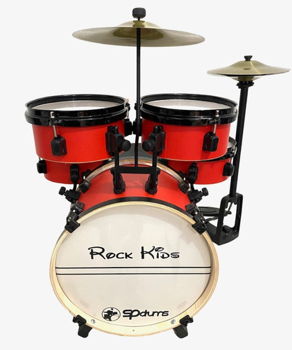 Bateria musical de brinquedo RMV Rock Kids com chimbal vermelho