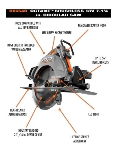 Ridgid Octane R8654b Sierra Circular 7 1 4 Brushlees No Bat