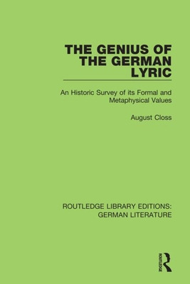 Libro The Genius Of The German Lyric: An Historic Survey ...