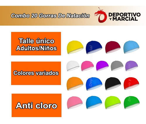 Imagen 3 de 5 de 20 Gorras De Natacion Lycra Varios Colores Nereo Pileta