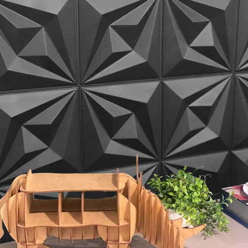 Toketa Panel 3d Pvc Decorativo 50 X 50 Cm, 12 Pcs Decorativos Para Paredes Color Negro Panel Decorativo