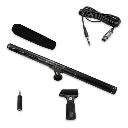 Microfone Direcional Shotgun Cardióide Skypix Sk-m321 Preto