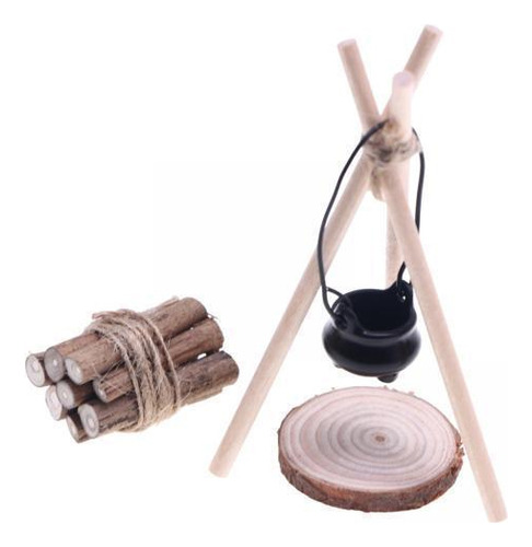 2 Kits De Acampada Para Casa De Muñecas A Juego De Leña