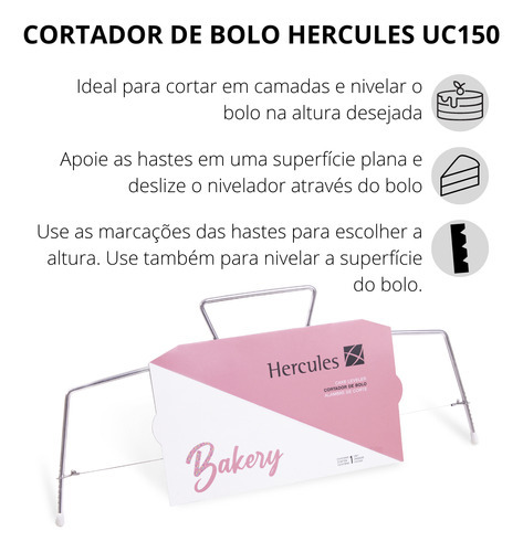 Cortador Bolo Confeiteira Inox Apoio Vertical Hércules Uc150