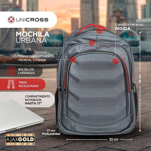 Imagen 4 de 9 de Mochila Porta Notebook Usb Urbana Grande Reforzada Tablet