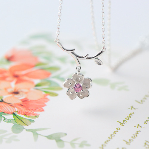 Collar Plata 925 Flores Sakura Cerezo Ciruelo Joyas Mujer
