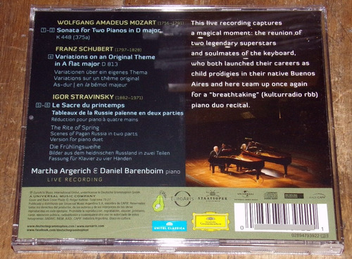 Martha Argerich Daniel Barenboim Piano Duos Cd / Kktus