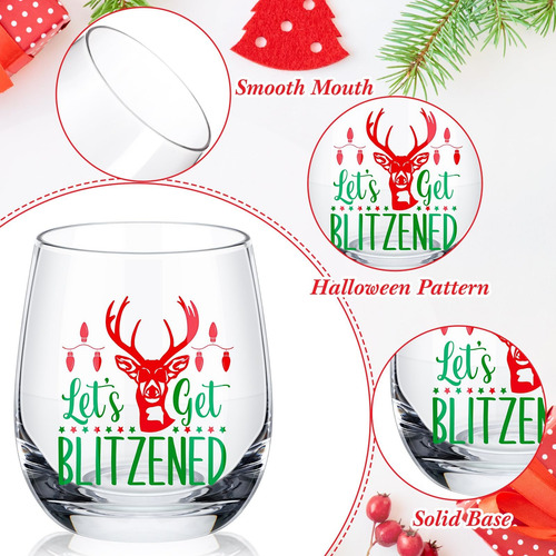 Pickmesh 6 Copas De Vino Navideñas De 12 Oz, Copa De Vino Si