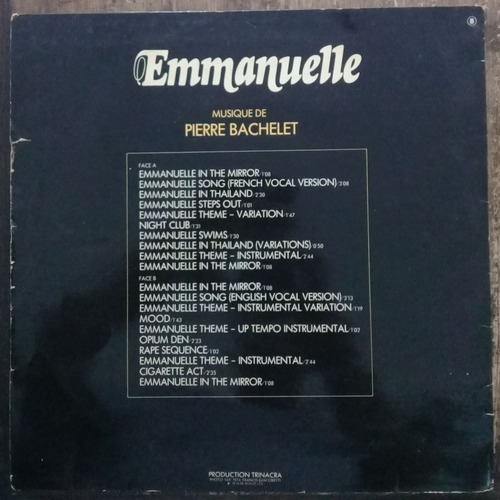 Lp Vinil (vg) Pierre Bachelet Emmanuelle Ost 1a Ed Fr 1974