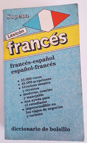 Diccionario Francés Lexcicón Sopena. De Bolsillo. Impecable 