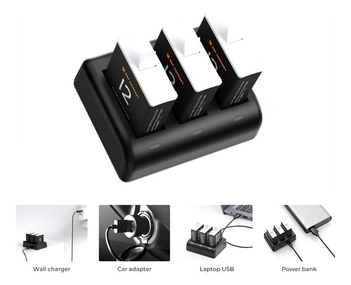 Kit De 3 Baterías + Cargador Triple Para Gopro Hero 09,10,11