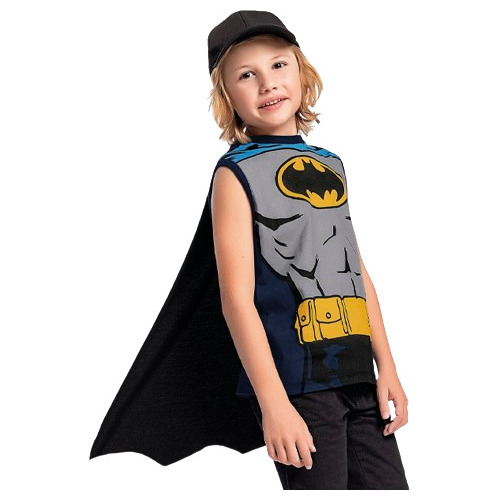 Camiseta Regata Batman Com Capa Fakini 03527 Tam 4 À 10