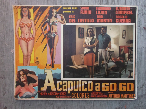 Antiguo Raro Cartel De Cine De Sonia Furio Acapulco A Go Go!