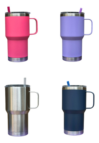 31 Vasos Termicos Con Asa Termo De Acero 20 Oz Mayoreo Multicolor Lisa