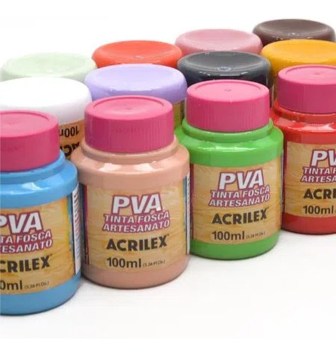 6 Potes Tinta Pva Fosca Para Artesanato Acrilex 100ml