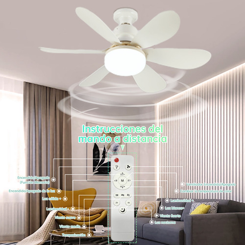 Ventilador Techo Con Luz 40w 3vel 52cm + Control Remoto