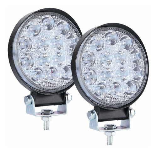 Faro Auxiliar Reflector Led Proyector Spot 14 Led 42w Off Road 4x4 X 2 Unidades - 112 Mm Diametro