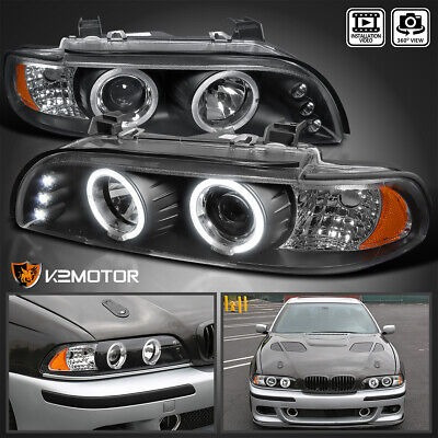 Black Fits 1996-2003 Bmw E39 525i 530i Led Halo Projecto Kg1