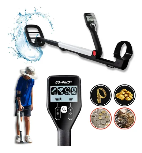 Detector de metales Minelab Go-Find 11, Infantil, Principiantes, Bobina impermeable, Portátil y plegable para niños, oro, plata, tesoros, Pantalla LCD, 2 modos de búsqueda