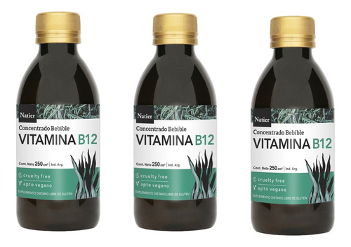 Pack X3 Vitamina B12 Bebible Sistema Digestivo Natier 250ml