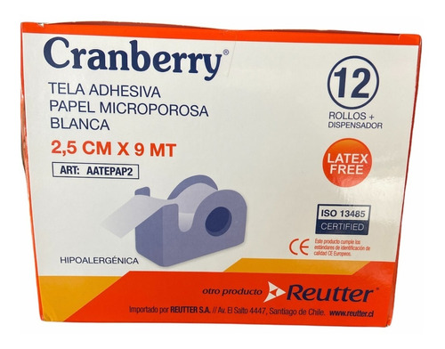 Tela Papel Microporosa 2,5cm/dispemsador Caja 12u