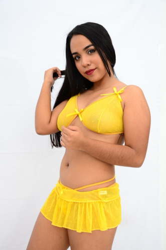 Ropa Interior Sensual , Conjunto Color Amarillo