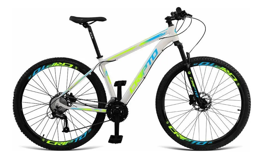 Bicicleta Aro 29 21v Freios Disco - Branco/verde/azul 15