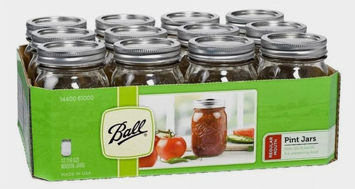 Frascos Ball Mason Jar 0.464 Lts (16 Onzas) Caja De 12 Pzs