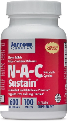 Jarrow | Nac | Sustain | N-acetil-l-cisteína | 100 Tablets