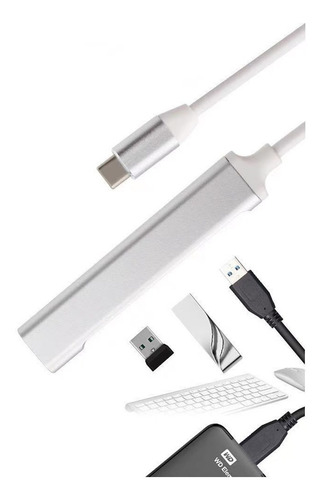 Adaptador Usb Ultra Slim 4 Puertos, Entrada C