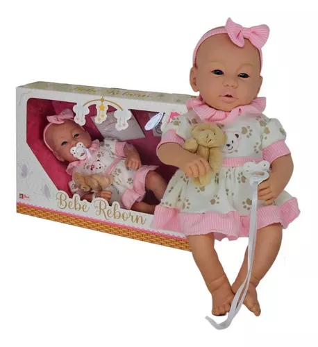 Boneca Bebê Reborn - Menina - Rosa - 39 cm - Brink Model