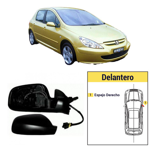 Espejo Derecho Electrico Peugeot 307 2001/2008