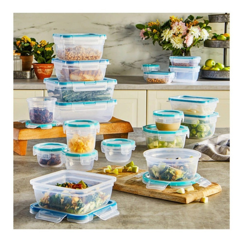 Toppers De Plástico Snapware Contenedores Recipientes 38 Pz Turquesa