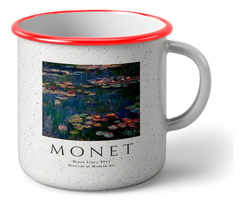 Taza Premium Tipo Peltre Pintura Monet Lilas De Agua