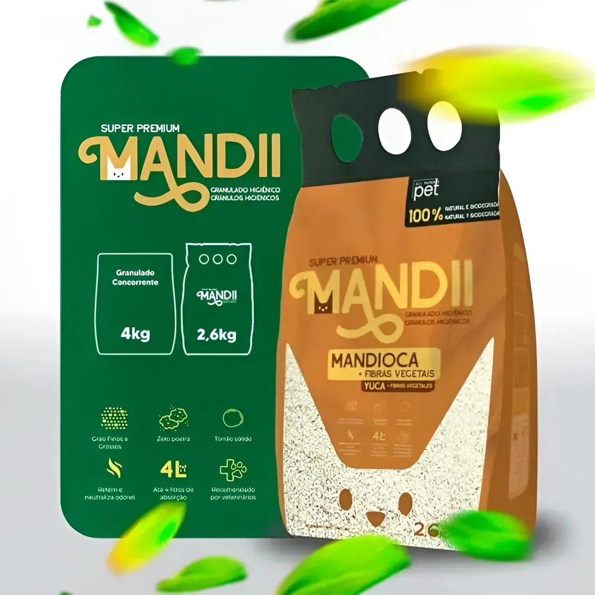 Areia Para Gato Super Fina - Mandii 2,6kg