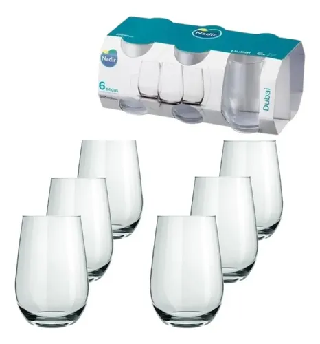 Jogo Copos Vidro Dubai Long Drink Água 480ml Nadir 6 Peças Copo — R$ 42,65 em Mercado Livre