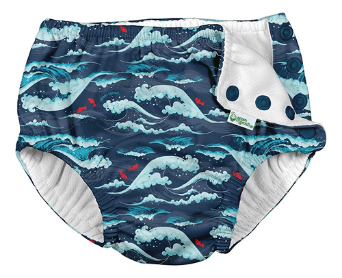 I Play Boys Reusable Absorbent Baby Swim Diapers Navy Tidal 