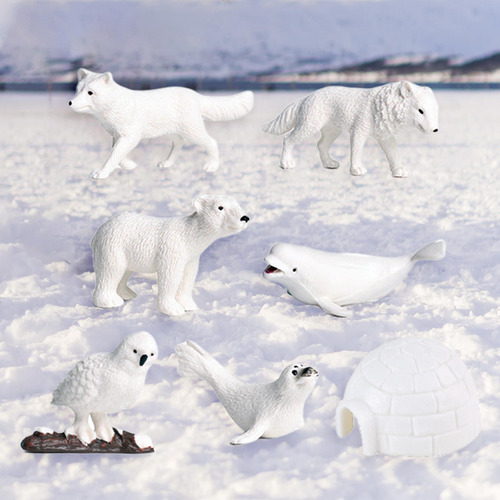 2 Mini Estatuas De Animales Del Ártico, Modelo Pequeño