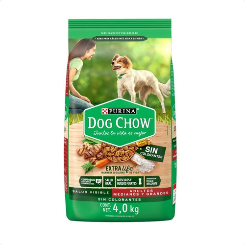 Dog Chow Sin Colorantes Adultos Medianos Y Grandes 2 Kg