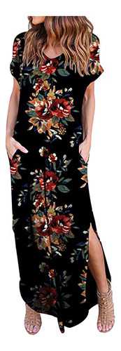 O Dress Vestido Largo Casual Con Bolsillo Holgado Para Mujer