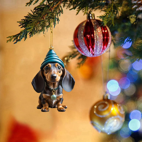 Adornos Acrílicos Navideños Para Perros Salchicha, 7 Piezas,