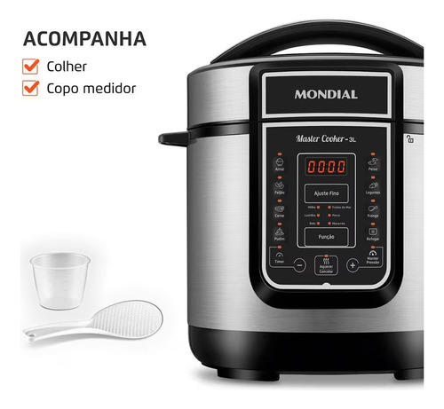 Panela De Pressão Elétrica Mondial Pe-40 700w 220v 3l Outlet